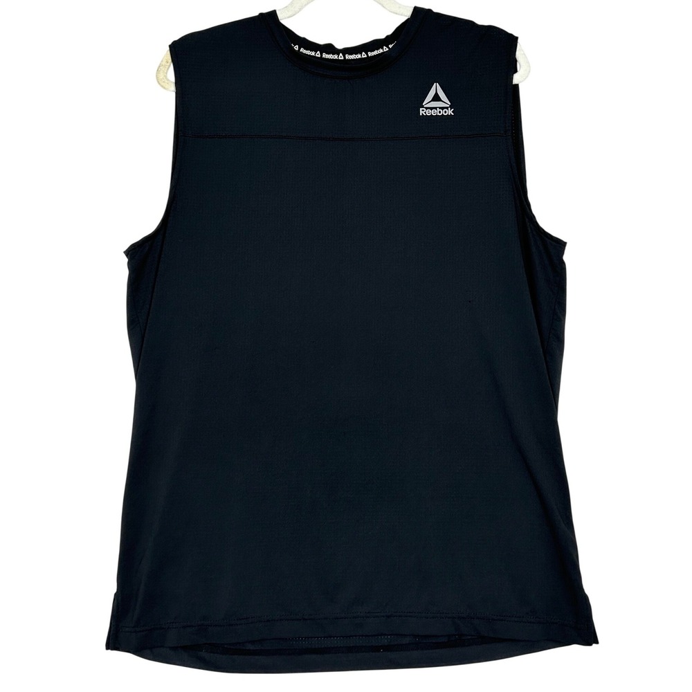 Reebok Performance Style Sleeveless Black Running Shirt Back Reflective Men's M - Picture 1 of 6